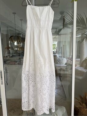 Madewell White Eyelet Maxi Sun Dress with Spaghetti Straps